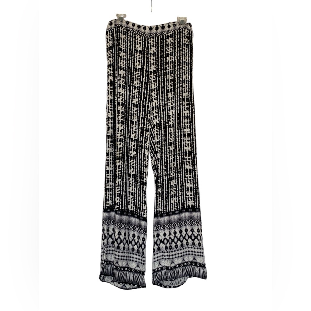 Shosho Black & White Boho Wide Leg Pants - Like New - Size L